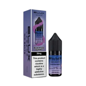 Elux blueberry, cherry cranberry, 10ml nic salt, bottle and box