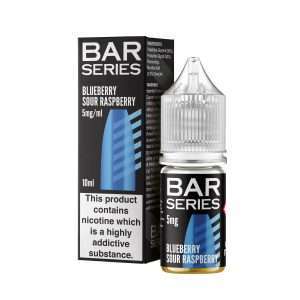 Bar Series Blue Sour Raspberry, 10ml Nic salt, bottle and box